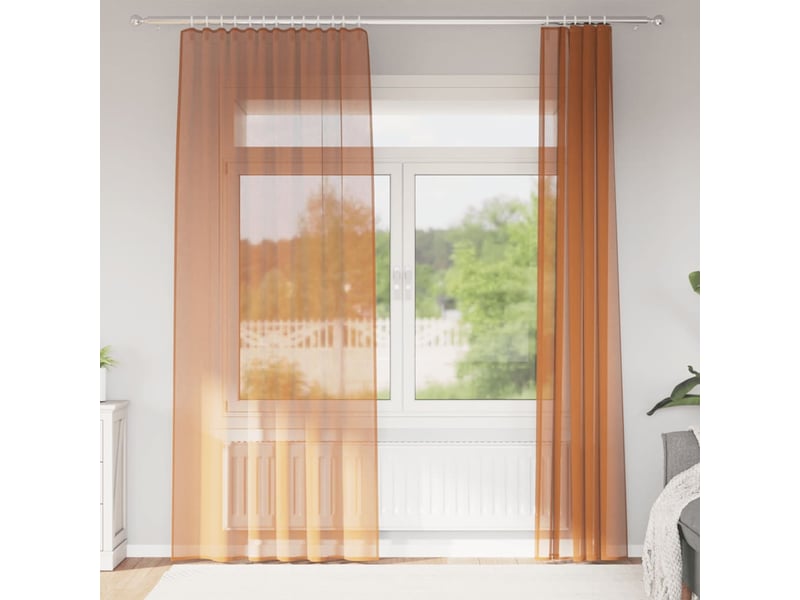  Lot de 2 rideaux en voile, voilages à œillets couleur terre cuite cf44260  - Conforama B