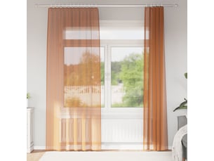 Lot de 2 rideaux en voile, voilages à œillets couleur terre cuite cf44260