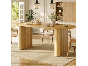 Table de salle à manger extensible avec rallonge, structure stable et coins arrondis pour salle à manger