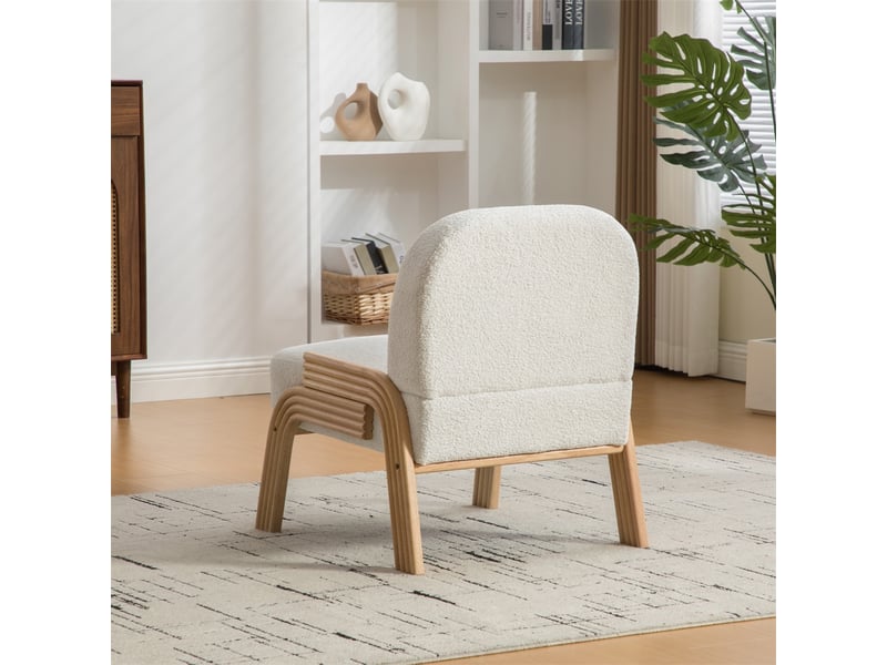  Fauteuil loungesessel scandinave en tissu - 72x61x78cm - chaise d'appoint sans accoudoirs salon chambre tissu chenille - ivoire  - Conforama D