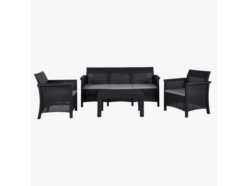 Ensemble de mobilier de jardin 5 places avec table noir  - Conforama A
