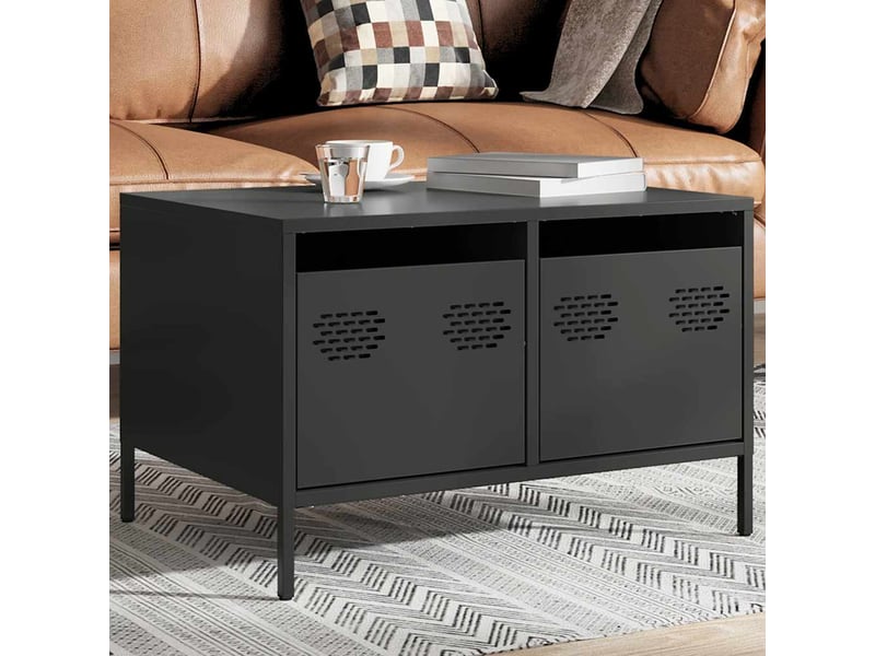  Meuble tv - banc tv - meuble de rangement noir 68x50x43,5 cm acier laminé à froid  - Conforama C