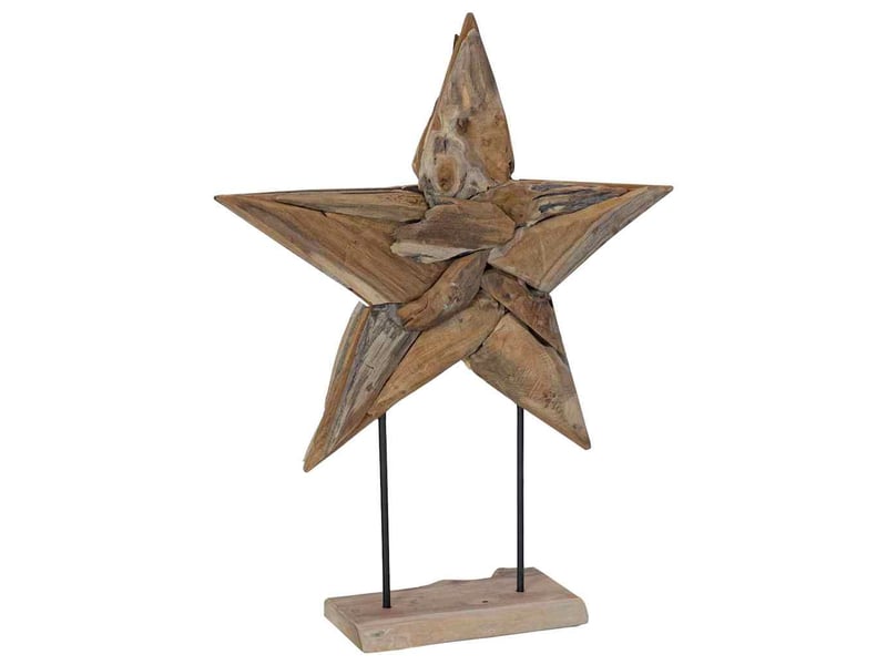  Étoile de noël led marron 59,5 x 18 x 74 cm bois de teck massif  - Conforama A