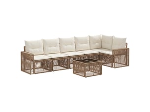 Vidaxl ensemble de canapé de jardin 7 pcs beige et blanc crème