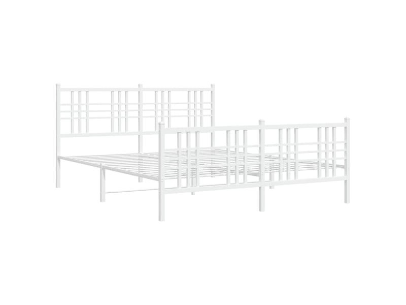  Lit adulte, lit double, cadre de lit métal sans matelas et pied de lit blanc 150x200cm cf9704  - Conforama C