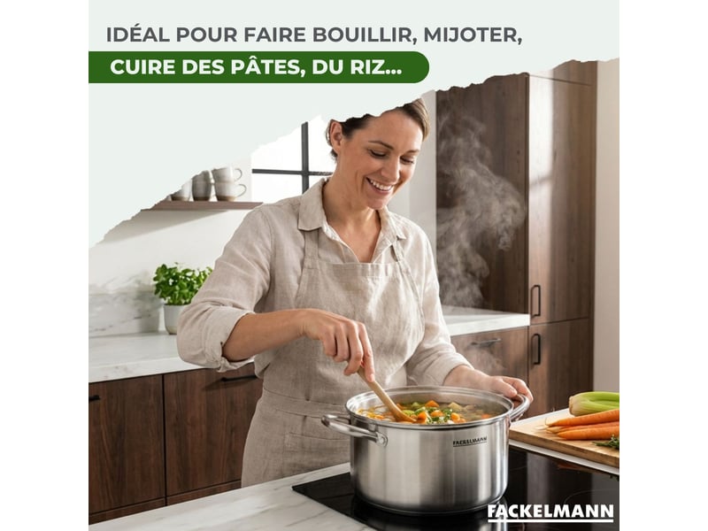 Faitout 20 cm en inox 1810 triply fackelmann vita3 66221 - Conforama D