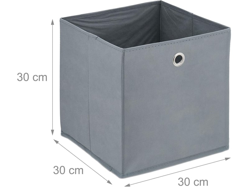  Lot de 4 boîtes de rangement pratiques 30 x 30 x 30 cm pour objets du quotidien en tissu gris 13_0018377  - Conforama B