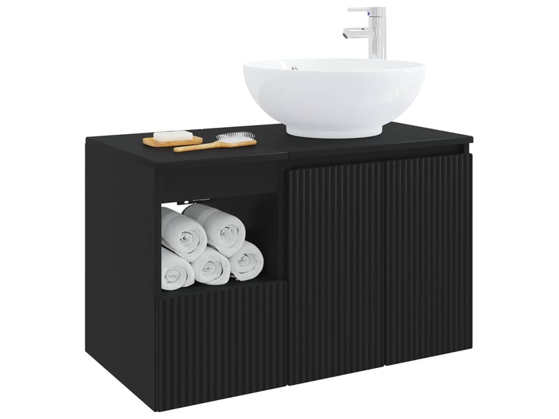  Ensemble de mobilier de salle de bain 2 pc noir cf64178  - Conforama C