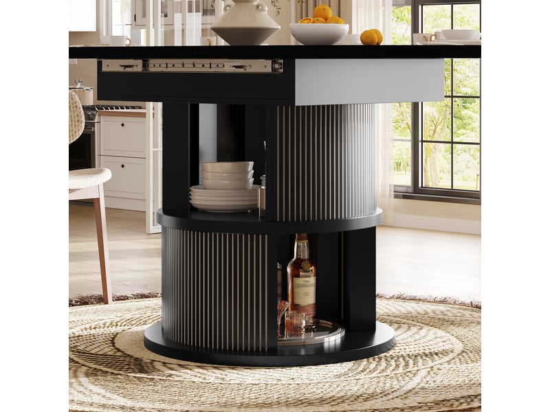  Table extensible ovale noire avec rangement, 118 à 158 cm Fay Lum - Conforama D