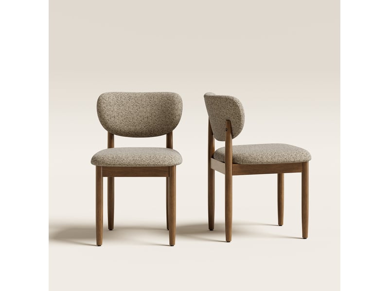 Lot de 2 chaises de salle à manger en chenille, pieds en bois, dossier ergonomique, assise rembourrée confortable, style moderne pour salle à manger et cuisine, marron - Conforama B