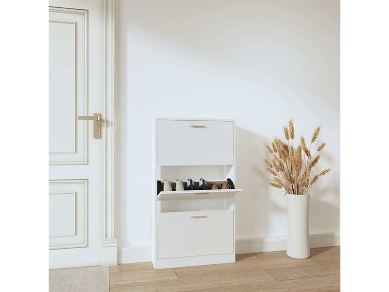  Meuble à chaussure | armoire à chaussure blanc brillant 59x17x108 cm bois ingénierie  - Conforama B