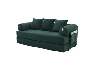 Canapé droit compressé convertible <strong>HAVRYA</strong> <strong></strong> 3 places Velours côtelé vert émeraude