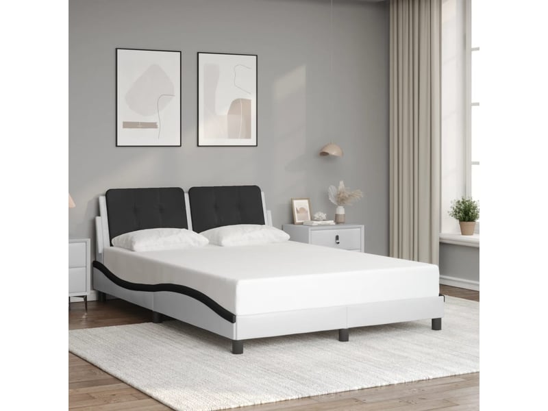 Lit double- lit adulte - cadre de lit avec led sans matelas zadar blanc et noir 120x200 cm - Conforama C