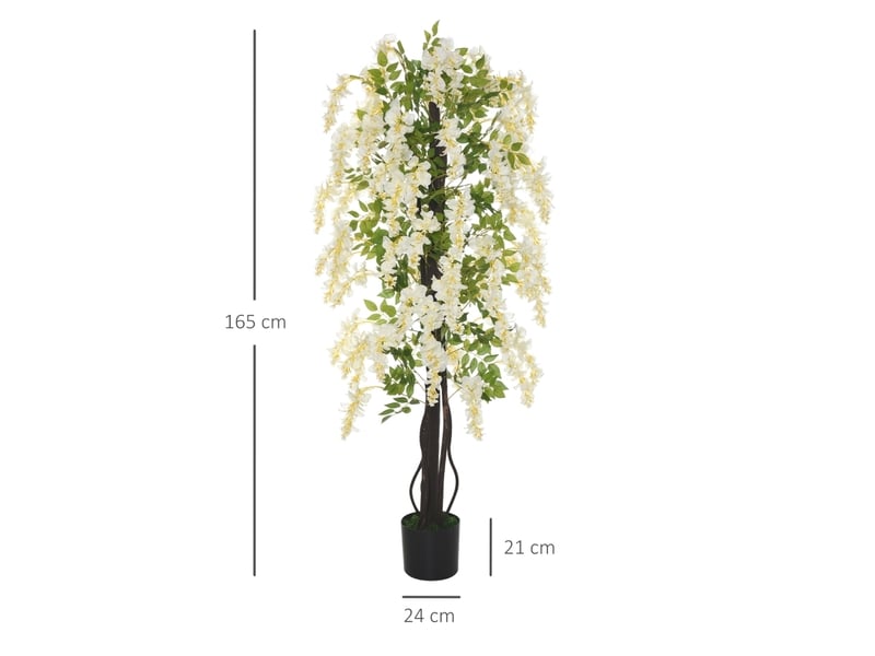  Plante artificielle glycine 24x24x165 cm décorative blanche en pot  - Conforama E