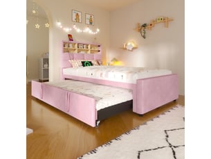 Lit coffre 180x200 cm <strong></strong>  <strong></strong> coloris rose