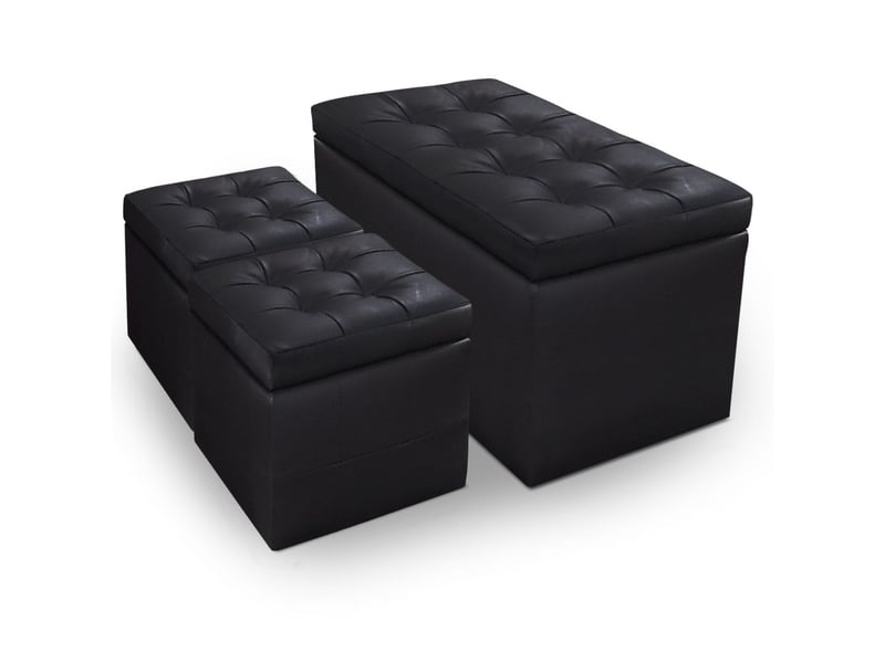  Banc coffre panky + 2 poufs noir Banc - Conforama A
