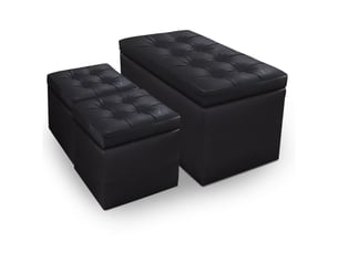 Banc coffre panky + 2 poufs noir