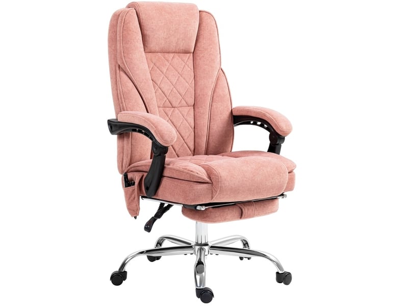  Chaise de bureau massante rose avec chauffage lombaire, inclinaison 135° et repose-pieds pour vos pauses  - Conforama A