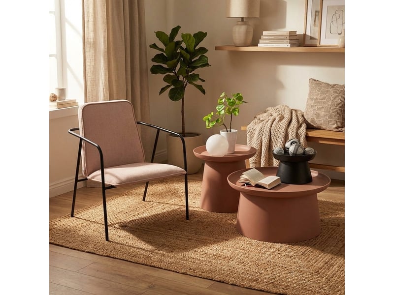  Table basse ronde en polypropylène pour salon talik - rouge  - Conforama B