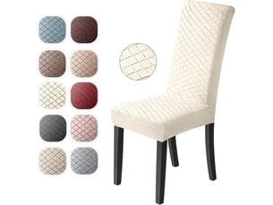 Lot de 2 housses de chaise en spandex à motif jacquard, idéales pour les chaises de salle à manger. Très faciles à nettoyer et résistantes blanch