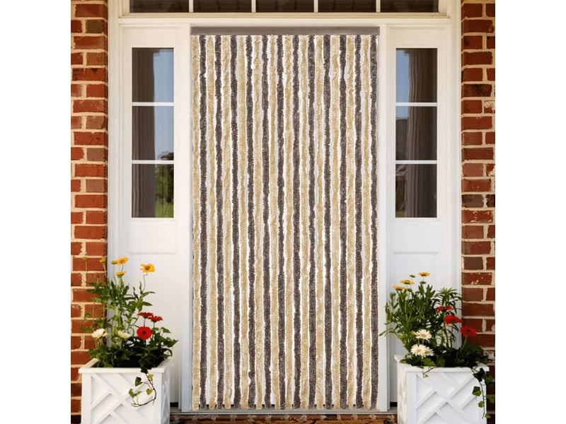  Rideau anti-mouches, moustiquaire marron foncé et beige 100x230 cm chenille cf43568  - Conforama B