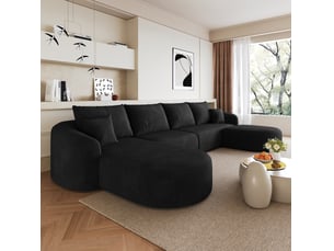 Canapé d'angle u 336 cm sans montage, sofa modulable compression mousse, boneless sofa, canapé pour salon et chambre, noir