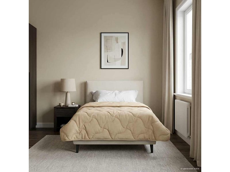  Duvet - couette complet toute l'année matelassé crème 140 x 200 cm  - Conforama D