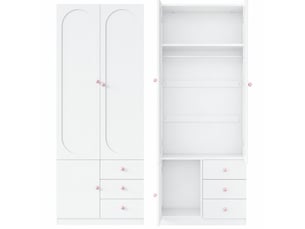 Armoire 2 portes modenvie lot de 2 avec tiroirs, penderie et étagères 160 x 50 x 200 cm blanche en mdf