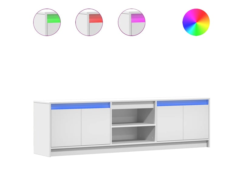  Meuble tv - banc tv - meuble de rangement avec led blanc 180x34x50 cm bois d'ingénierie  - Conforama A