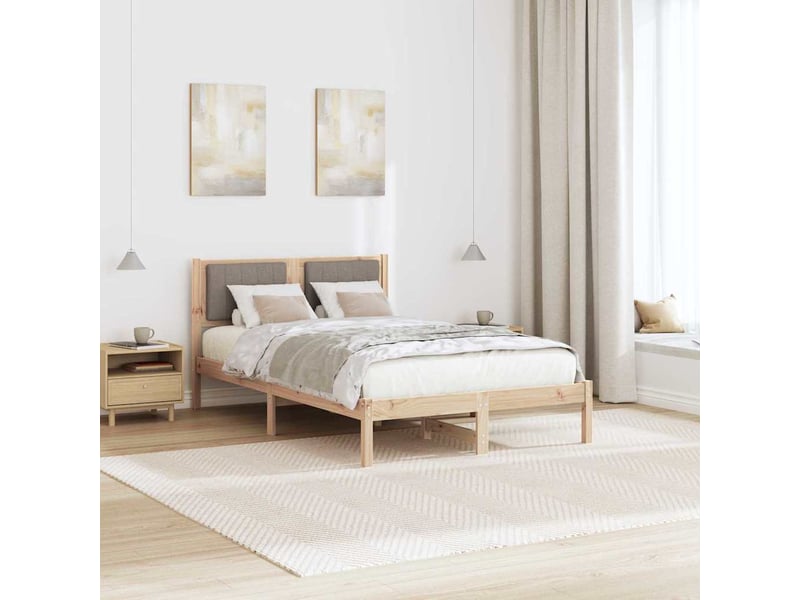  Lit double- lit adulte -  cadre de lit avec tête de lit rembourrée taupe 120 x 200 cm  - Conforama C