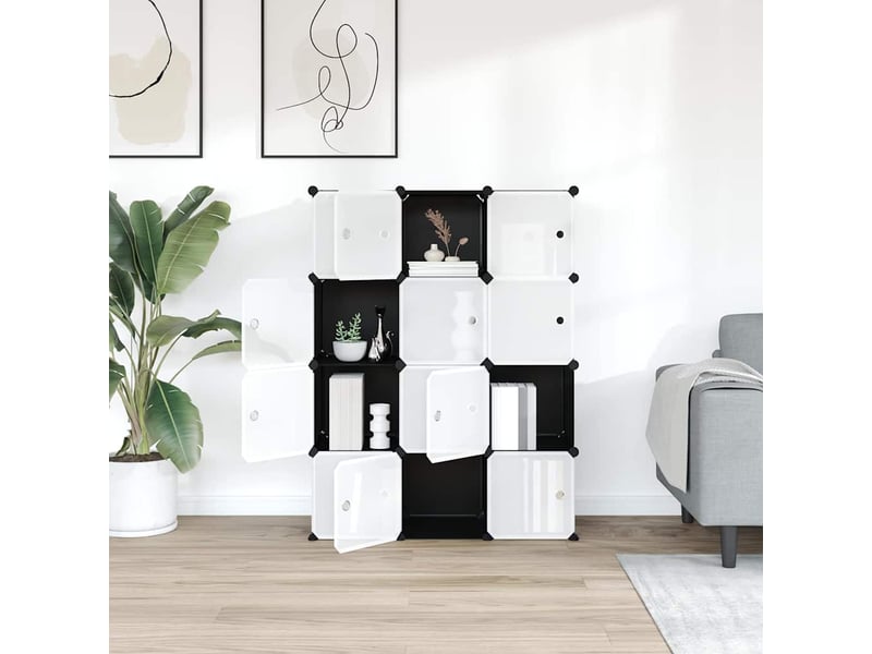  Cubes de rangement 12 pcs avec portes noir pp shl3262  - Conforama C