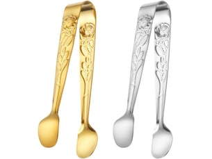 Lot de 2 pinces à glaçons avec gravure rose, pinces en acier inoxydable, outils de cuisine, outils de serrage, pinces alimentaires durables, 11cm