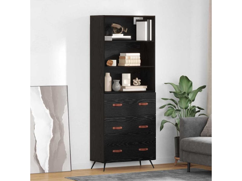  Buffet - haut armoire chêne noir 69,5 x 34 x 180 cm bois d'ingénierie  - Conforama B