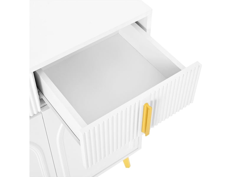  Buffet de cuisine,  meuble de cuisine rangement, avec 4 portes, 4 tiroirs et stratifié amovible, pour salon et à la salle à manger, 140x37,8x82 cm, blanc  - Conforama E