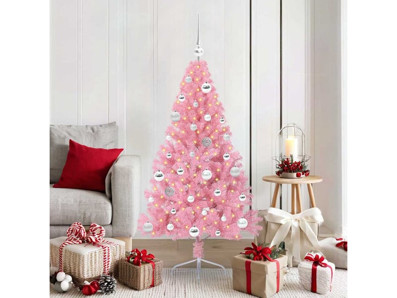  Sapin de noël artificiel, arbre de noël pré-éclairé rose 150 cm pvc shl6943  - Conforama B