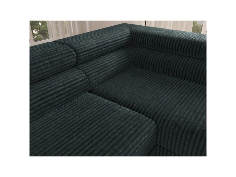  Canapé d'angle colesia convertible 5 places vert foncé velours côtelé – droit – 274x200cm  - Conforama D
