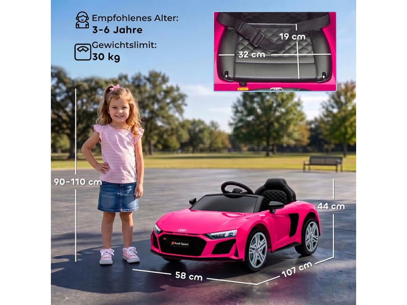 Voiture électrique pour enfants audi r8 12v avec télécommande rose - Conforama E