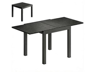 Table à manger extérieure extensible 4 à 6 personnes avec rallonge automatique en aluminium noir 80 × 160 × 75 cm