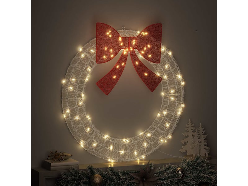  Couronne de noël, décoration de noël 80 led blanc chaud 92 x 92 x 9,5 cm acrylique cf61760  - Conforama C