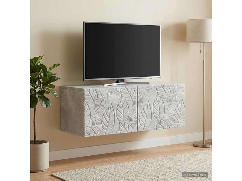  Meuble tv - banc tv - meuble de rangement mural 78,5 x 41 x 30 cm gris béton bois d'ingénierie  - Conforama C