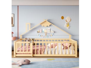 Lit simple 90x190 cm OKWISH coloris naturel