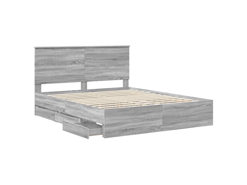  Lit double- lit adulte -  cadre de lit gris sonoma 160 x 200 cm bois ingénierie  - Conforama D