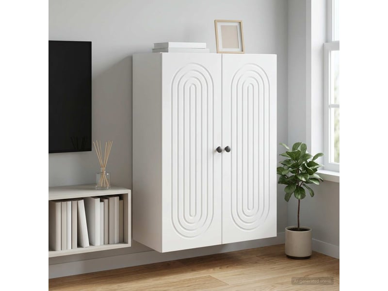  Armoire murale salon, meuble de rangement blanc 66x34,5x90 cm bois d'ingénierie shl9608  - Conforama B