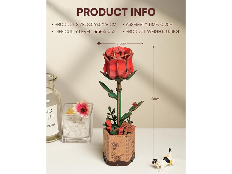  Fleurs artificielles deco, puzzle 3d bois, maquette en bois a construire, construction adulte, cadeaux anniversaire femmes pour la saint-valentin &amp; décoration d'intérieur, tw041  - Conforama D