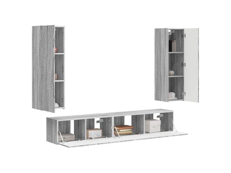  Ensemble meuble tv - banc tv - meuble de rangement 3 pcs gris sonoma bois d'ingénierie  - Conforama C