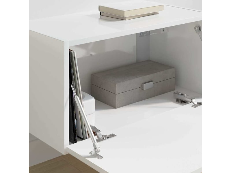  Meuble tv - banc tv - meuble de rangement mural 60 x 31 x 29,5 cm blanc brillant  - Conforama D