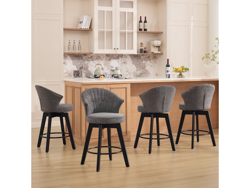  Tabourets de bar lot de 2 pivotants avec dossier - lpospi - repose-pieds, chenille gris 51×52,5×92,5 cm  - Conforama C