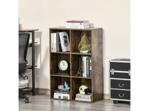 Étagère à 3 niveaux avec 6 cubes de rangement pour bureau, 65,5 x 30 x 97,5 cm, marron rustique