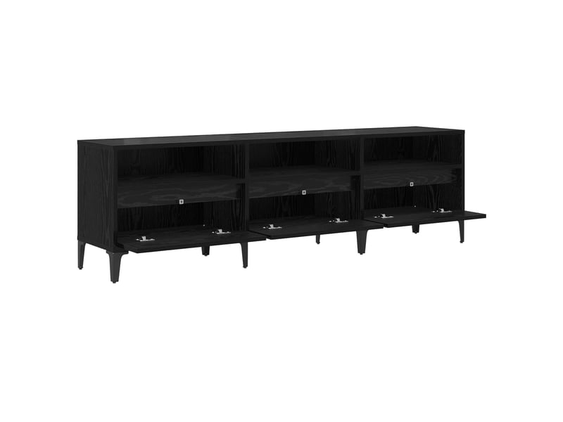  Meuble tv - banc tv - meuble de rangement chêne noir 150 x 30 x 45 cm bois d'ingénierie et fer  - Conforama E