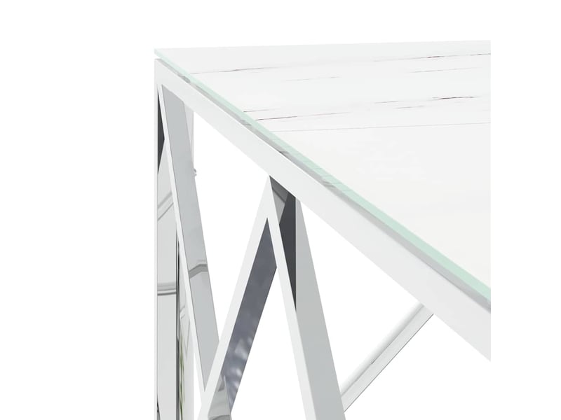  Table basse - table de salon - table à thé argenté 80x80x40 cm acier inoxydable et verre  - Conforama E